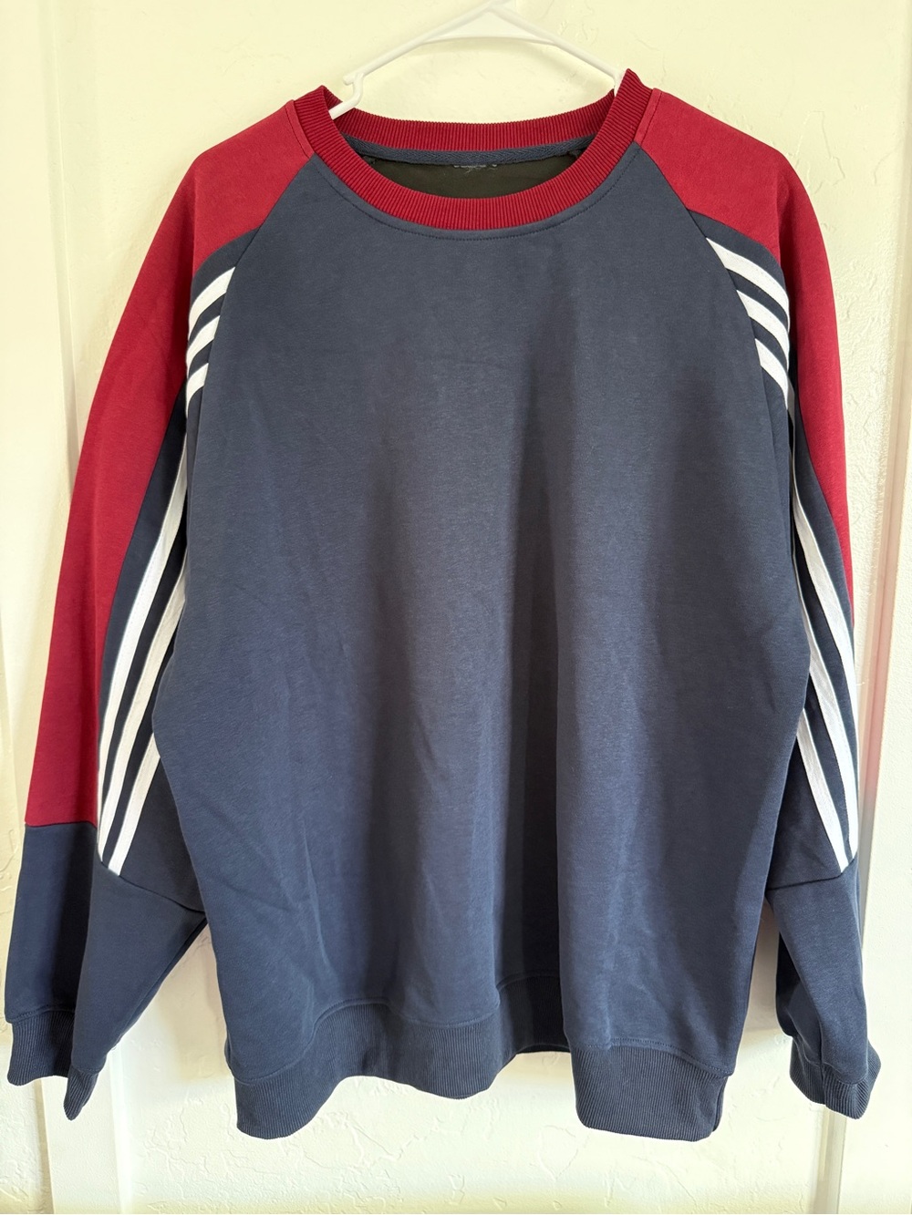 Men's Navy and Burgundy Crewneck Sweatshirt